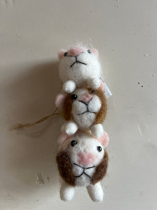 Felt guinea pig stack ornament 3.75 in  6 -2024