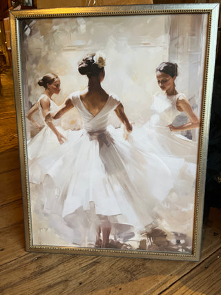 Framed Vintage Oil Reproduction of Ballet Dancers