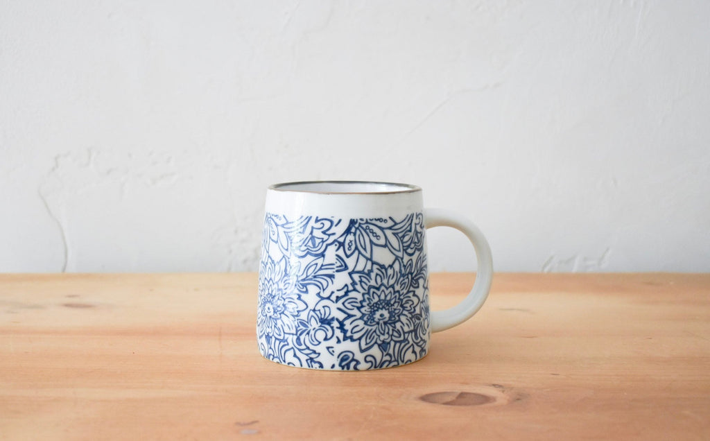 Blue Patterned Stoneware Mug